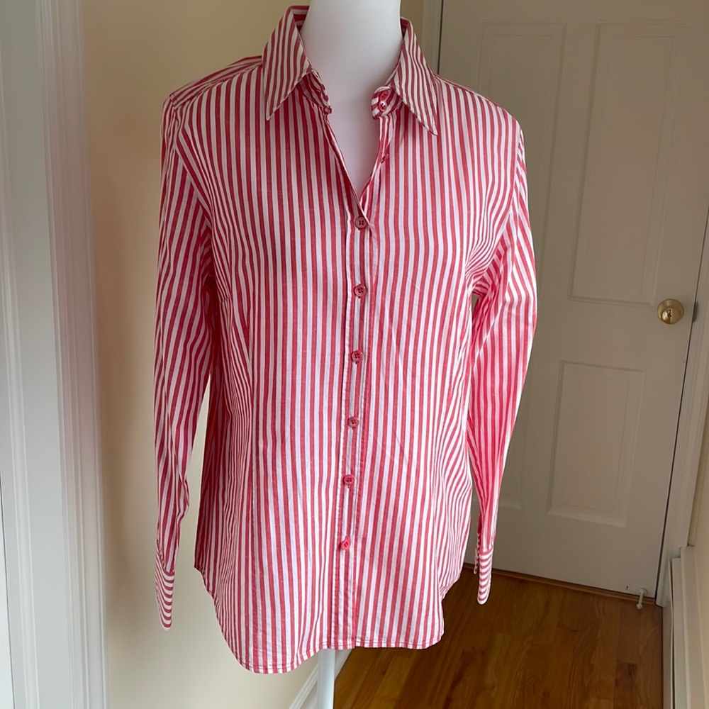 Escada 100%cotton blouse red/ white striped